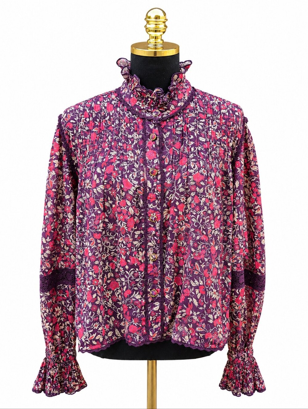 NWT Farm Rio Chelsea Garden Purple Floral Cotton Lace Blouse Size M - Picture 5 of 12